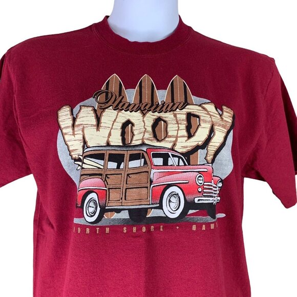 Woody Car Size Large Shirt Hawaiian Graphic Tee Womens Red T-Shirt AS Sports - Picture 1 of 6